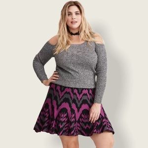 Torrid Size 0 Large Pink Black Flare Sweater Skater Skirt